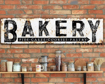 Kitchen Sign Bakery Sign Modern Farmhouse Decor Distressed Large Vintage Rustic Wall Art Industrial Vintage Pies Cakes Cookies Canvas Print