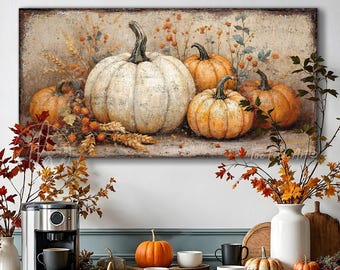 Pumpkin Patch Fall Sign - Vintage Pumpkin Rustic Wall Art, Modern Farmhouse Entryway, Autumn, Large Canvas or Exterior Metal Print