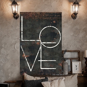 LOVE Sign Modern Farmhouse Wall Decor Valentine's Day Decor Wedding Art Master Bedroom Signs Living Room Over the Bed Vintage Canvas Print