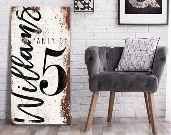 Family Party of Sign Rustic Farmhouse Personalized Number Sign Large Gallery Wall Art Modern Vintage Signage Industrial Wall Decor 3 4 5 6