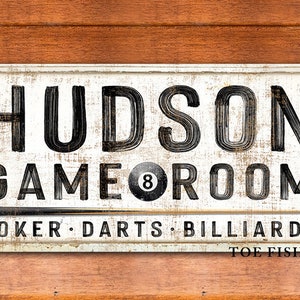 Game Room Sign Pool Hall Poker Modern Farmhouse Wall Decor Last Name Established Sign Billiards and Lounge Large Rustic Wall Art Vintage Art