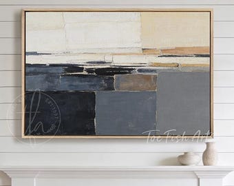 Framed Abstract Wall Art Canvas Print – Modern Cottagecore Home Decor – Neutral Earth Tones