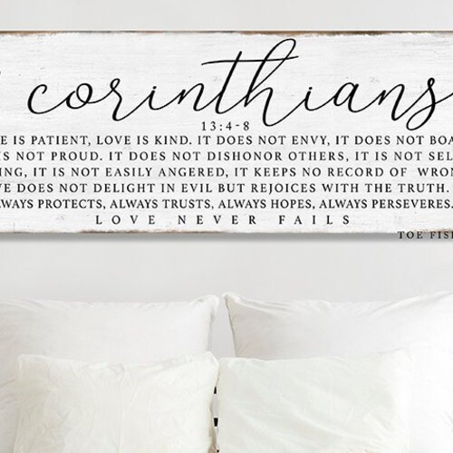 1 Corinthians 13 Wood-look Sign Bedroom Wall Decor Love is - Etsy