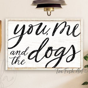 Toi et moi et les filles garçons enfants chiens chats signe mer + famille ferme moderne décoration murale salon chambre art pépinière maison amour impression sur toile