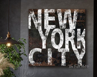 NEW YORK City Distressed Subway Sign Canvas Print Gift For Her Rustic Farmhouse Style Fixer Upper Decor Modern Print Wall Hanging Art Canvas