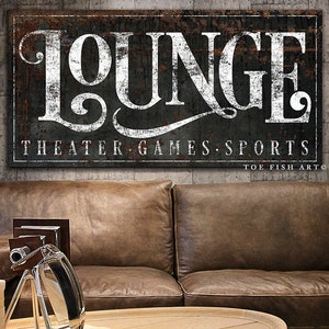 Modern Farmhouse Wall Decor Family Lounge Sign Large Rustic Wall Art Industrial Vintage Signs Canvas Print Game Movie Room Home Theater Sign