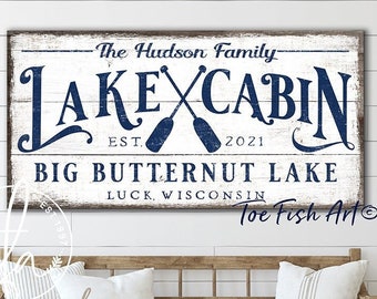 Custom Lake House Sign Modern Farmhouse Wall Decor Family Name Large Rustic Art Summer Lakeside Cottage Cabin Personalized Lake Life Sign