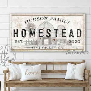 Custom Family Name Established Sign Modern Farmhouse Wall Decor Rustic Farm Personalized Art Vintage Homestead Canvas Or Outside Metal Print