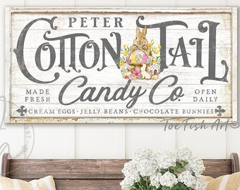 Cottontail Candy Co Sign Easter Decor Decoration Holiday Family Name Sign Modern Farmhouse Wall Decor Spring Bunny Farm Vintage Canvas Print