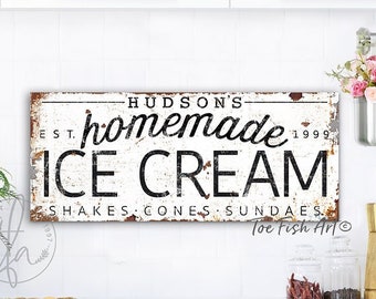 Family Name Sign Last Name Established Gift for Her Modern Farmhouse Personalized Rustic Kitchen Decor Ice Cream Shop Vintage Canvas sign