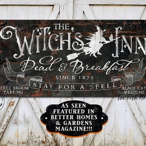 Halloween Sign Dead & Breakfast Witch&#39;s Inn Halloween Home Decor Creepy Rustic Fall Spooky Vintage Farmhouse Wall Art Canvas Or Metal Print