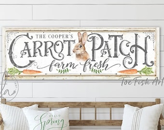 Easter Decor Decoration Carrot Patch Bunny Rabbit Holiday Family Name Sign Modern Farmhouse Wall Decor Spring Market Vintage Canvas Print