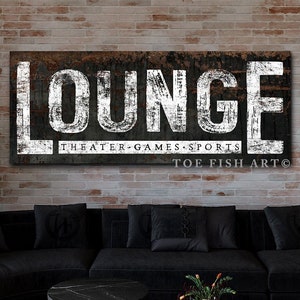 Modern Farmhouse Wall Decor Family Lounge Sign Large Rustic Wall Art Industrial Vintage Signs Canvas Print Game Movie Room Home Theater Sign