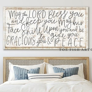 May the Lord Bless You and Keep You Modern Farmhouse Wall Decor Canvas Print Scripture Verse Bible Verse Numbers 6:24-26 Wall Hangings Art