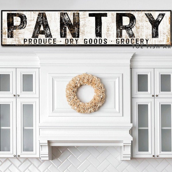 PANTRY Sign Modern Farmhouse Fixer UpperDecor Distressed Farm Sign Large Vintage Rustic Wall Art Industrial Vertical Wall Art canvas print