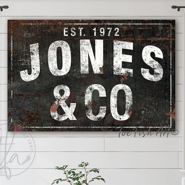 Family Name Sign Last Name Established Signs Gift for Her Modern Farmhouse Personalized Last Name Sign Modern Name Sign Rustic Canvas Print