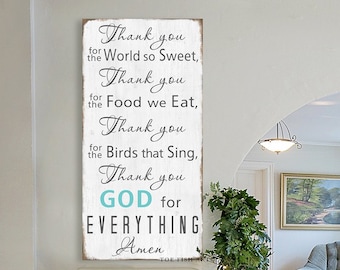 Thank You For the Food We Eat, World So Sweet Prayer Sign Scripture Verse Blessing Gift For Her Fixer Upper Home Decor Rustic Farmhouse art