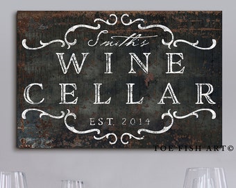 Custom Family Name Sign Wine Cellar Sign Modern Farmhouse Decor Large Rustic Wall Art Last Name Established Signs Family Vintage Winery Bar