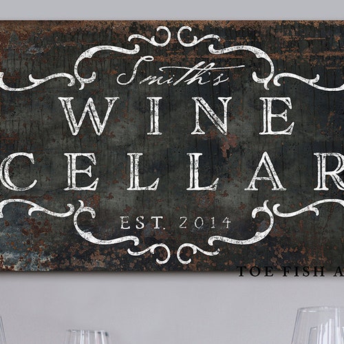 Family Wine Cellar Sign Personalized Last Name Bar Sign Etsy