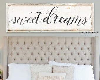 SWEET DREAMS Bedroom sign Canvas Print Modern Farmhouse Wall Decor Inspirational Wall Art Rustic Bedroom Home Wall Decor Sign For Above Bed