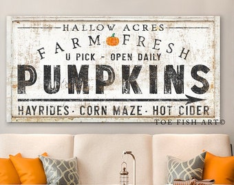 Pumpkin Patch Sign Halloween Home Decor Rustic Fall Name Date Farmhouse Wall Art Autumn Harvest Thanksgiving Vintage Canvas or Outdoor Metal