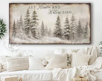 Vintage Christmas Sign - Modern Farmhouse Wall Decor, Rustic Winter Holiday Hymn, Xmas Fireplace Mantel Large Canvas or Outdoor Metal Print