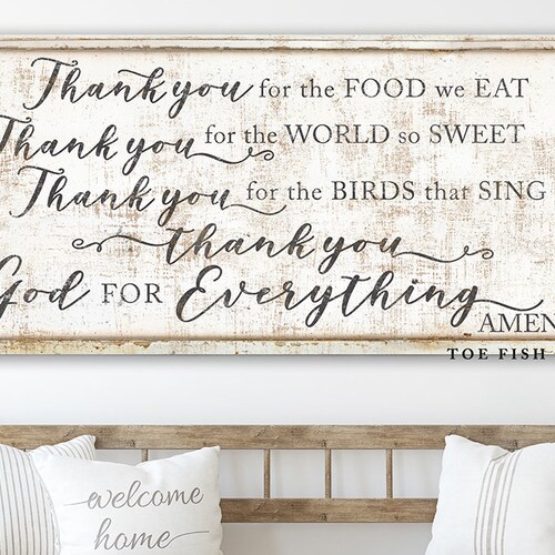 Modern Farmhouse Decor Thank You for the Food We Eat Blessing | Etsy
