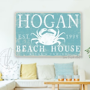 Personalized Beach House Sign Coastal Wall Art Beach House Signs Chic Shabby Decor Last Name Wall Art Gift For Her Modern Farmhouse GPS Sign