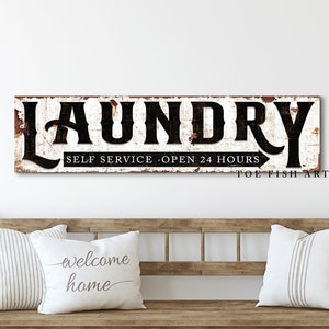 Rustic Laundry Sign Self Service Open 24 Hours Wash Room Utility Room ...