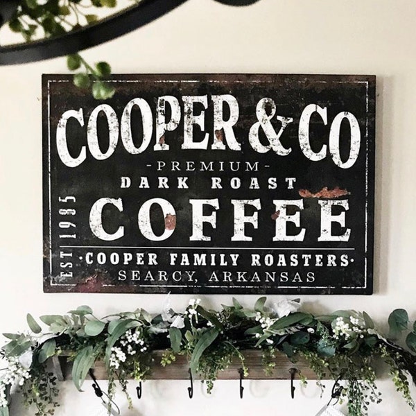 Modern Farmhouse Decor COFFEE HOUSE Sign Personalized Last Name & Established Date Family Name Sign Est Rustic Home Gift for Her Kitchen Art