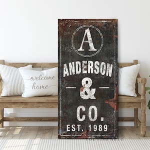 Family Name Sign Vertical Thin Last Name Sign Gift for Her Rustic Farmhouse Wall Decor Personalized Modern Name Sign Canvas Print Wall Art