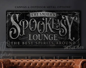 Halloween Sign Spookeasy Lounge Personalized Home Wall Decor Creepy Rustic Fall Spooky Vintage Canvas Print Or Outdoor Metal Sign Decoration