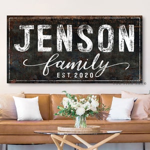 Family Name Sign Modern Farmhouse Last Name Established Signs Home Decor Personalized Last Name Sign Vintage Name Sign Rustic Canvas Print