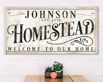 Custom Family Name Established Sign Modern Farmhouse Wall Decor Rustic Farm Personalized Living Room Wall Art Vintage Homestead Canvas Print