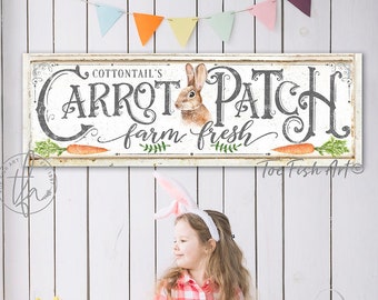 Easter Decor Decoration Carrot Patch Bunny Rabbit Holiday Family Name Sign Modern Farmhouse Wall Decor Spring Market Vintage Canvas Print