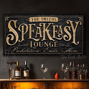Personalized Speakeasy Sign Bar Lounge Man Cave Custom Name Vintage Modern Home Wall Decor Whiskey Lover Large Canvas Or Outdoor METAL Print
