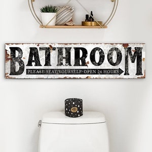 Bathroom Sign Modern Farmhouse Wall Decor Bathroom Decor Rustic Bathroom Art Funny Restroom Sign Hallway Farm Decor Canvas Print Wall Art