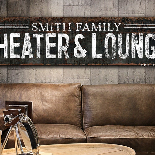 Movie Room Sign Modern Farmhouse Wall Decor Custom Name Sign - Etsy