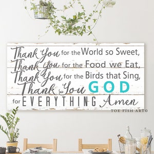 Modern Farmhouse Decor Thank You for the Food We Eat Blessing Prayer ...