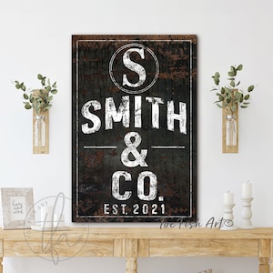 Family Name Sign Modern Farmhouse Last Name Established Signs Home Decor Personalized Last Name Sign Vintage Name Sign Rustic Canvas Print