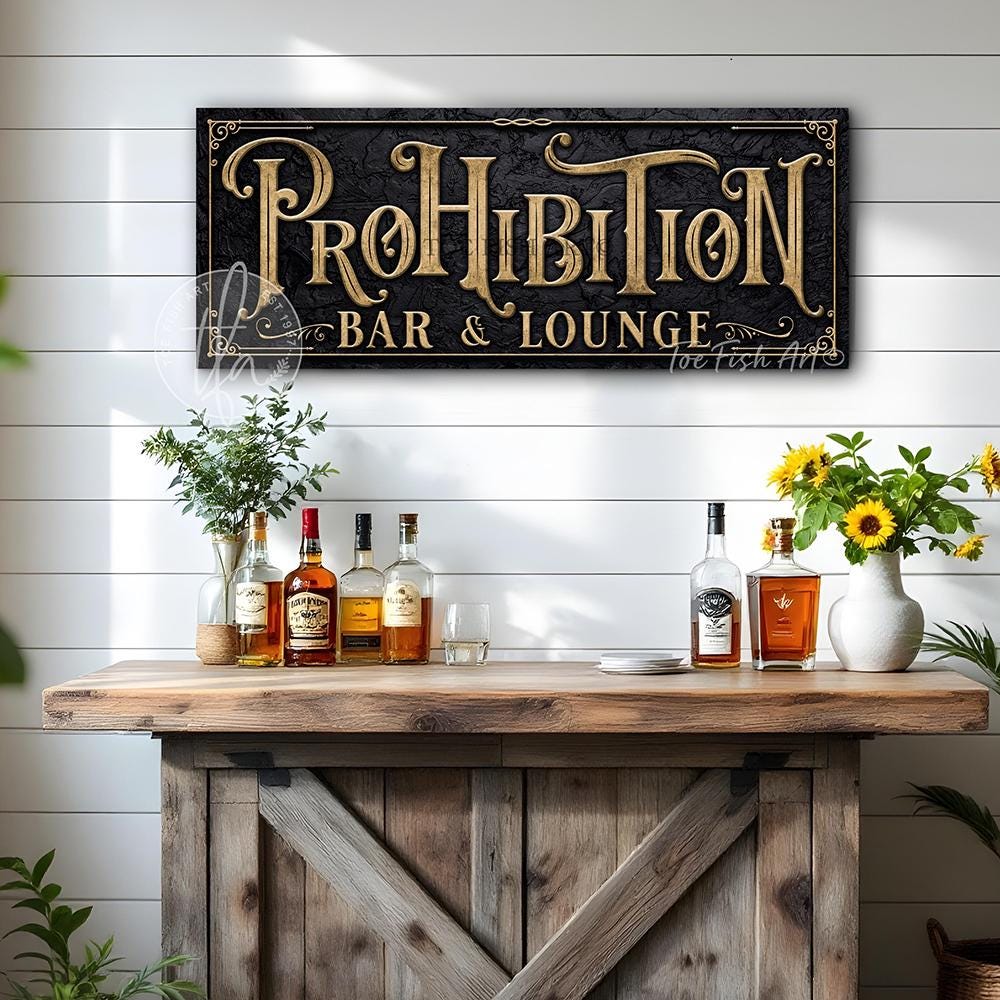 Prohibition Bar and Lounge Personalized Sign Speakeasy Art Whiskey ...
