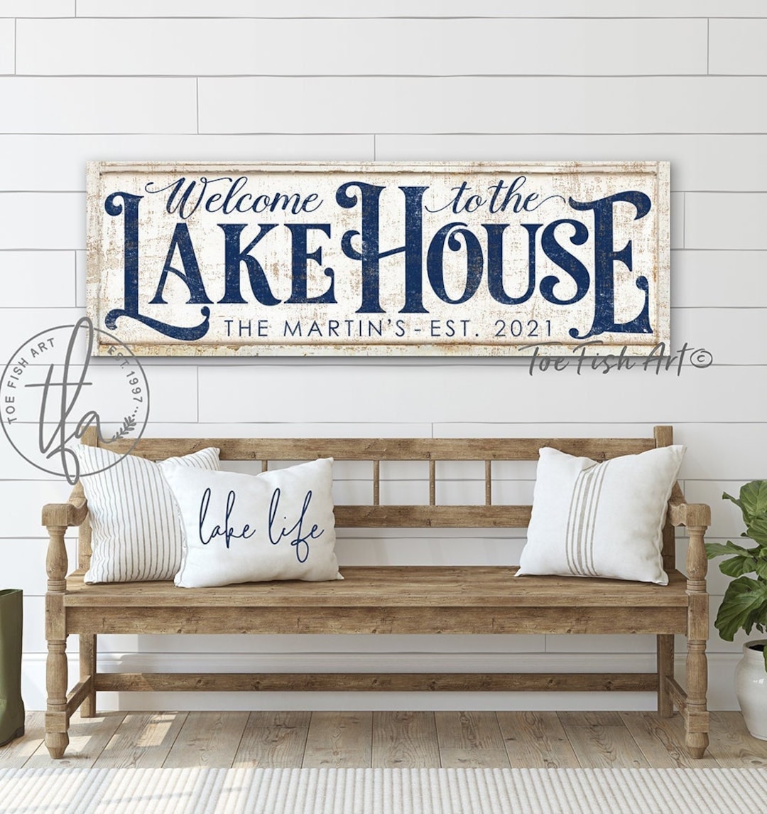 Welcome to the Lake House Personalized Custom Lake Sign Family