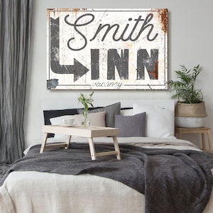 Vintage Inn Sign Family Name Sign Last Name Established Signs Gift for Her Rustic Farmhouse Personalized Last Name Sign Modern Name Sign