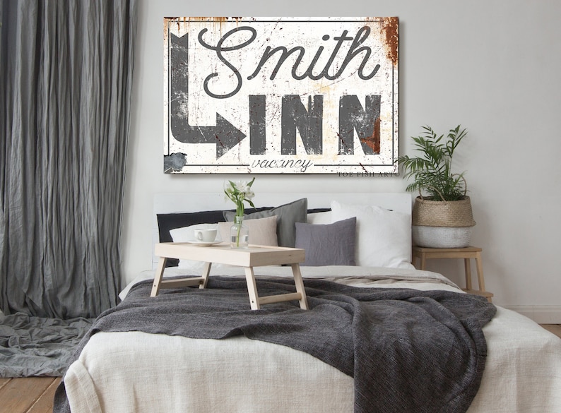 Vintage Inn Sign Family Name Sign Last Name Established Signs Gift for Her Rustic Farmhouse Personalized Last Name Sign Modern Name Sign 