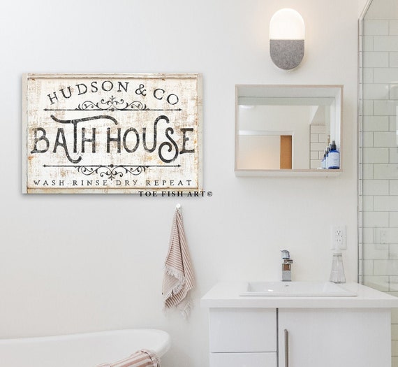 PERSONALIZED Custom Bath House Sign Bathroom Art Family Name Etsy