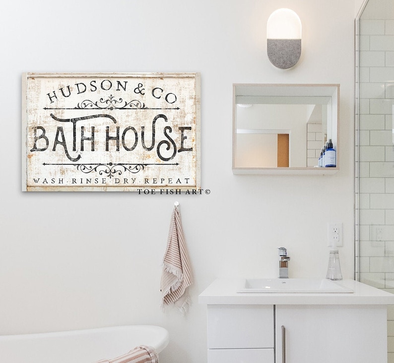 PERSONALIZED Bathroom Sign Modern Farmhouse Wall Decor Custom Etsy