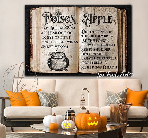 Poison Apple Spell Book Halloween Decoration Sign Rustic - Etsy 日本