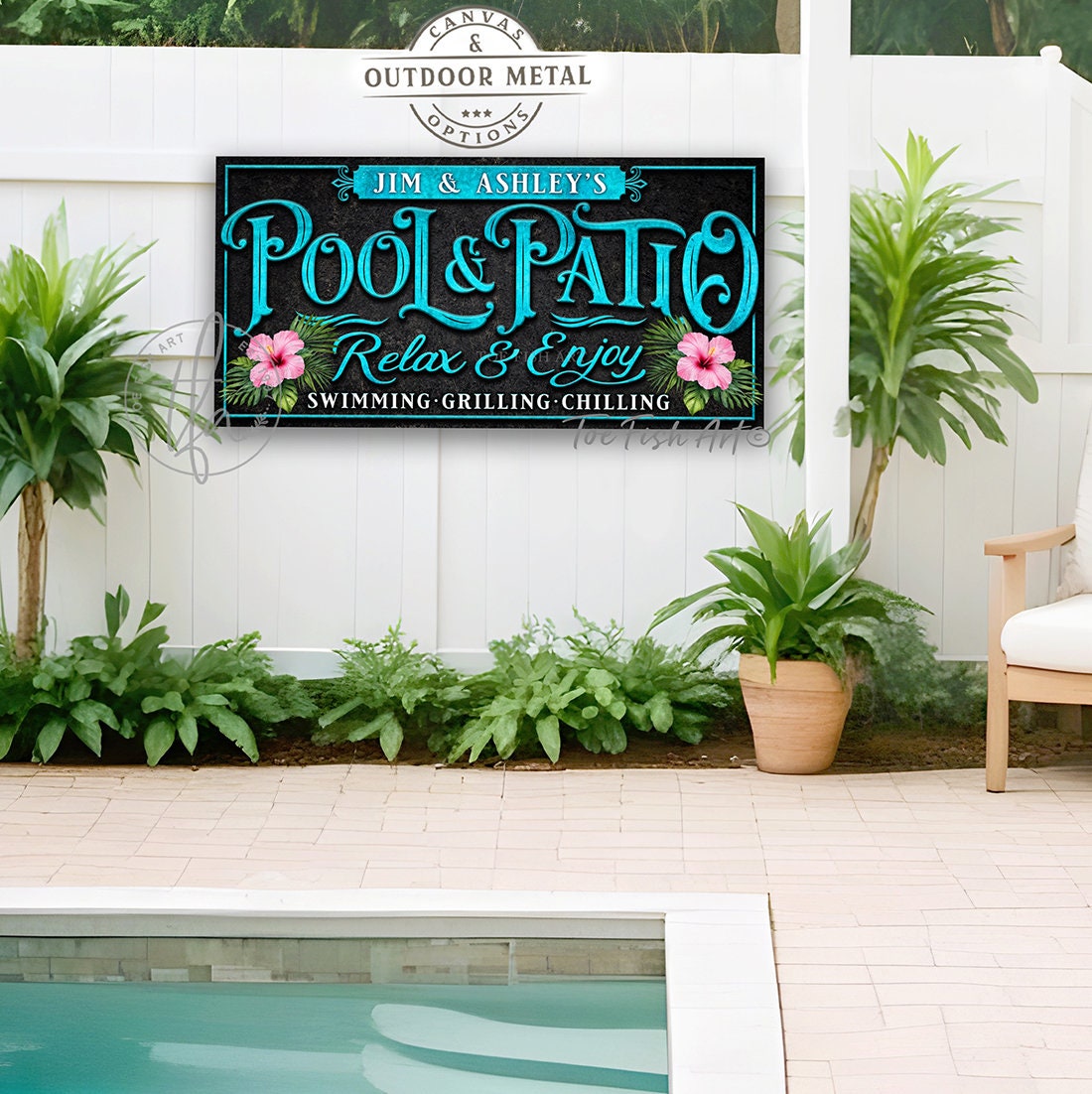 Custom Outdoor Sign Custom Pool Sign For Outdoor Personalized Patio Family  Sign Metal Decor For Tropical Pool House Decor Welcome Sign For Deck Or  Lanai Area Outdoor Metal Sign, image size:1100x1102