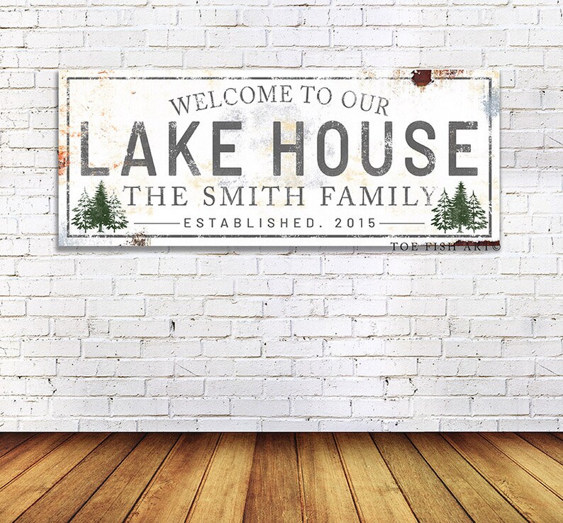 Last Name Family Established Sign Modern Farmhouse Decor Rustic Lake ...
