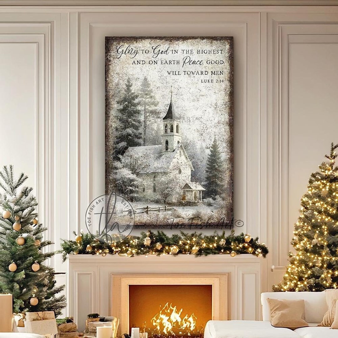 Vintage Christmas Scripture Sign - Modern Farmhouse Wall Decor, Rustic ...